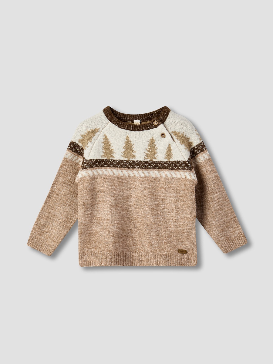 Tree Print Pullover with Long Sleeves