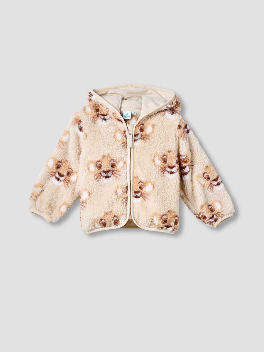 Simba Print Zip Through Hooded Jacket with Long Sleeves