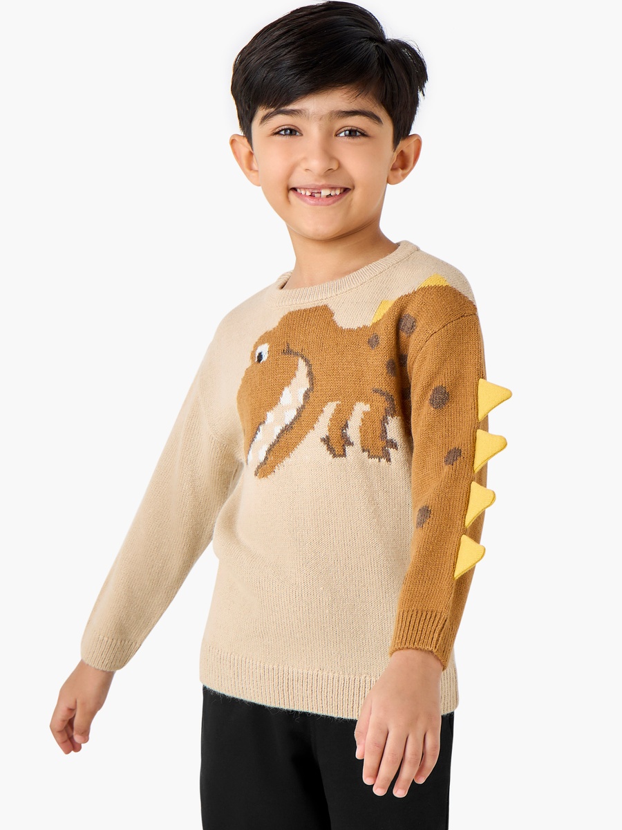 Dinosaur Graphic Pullover with Long Sleeves