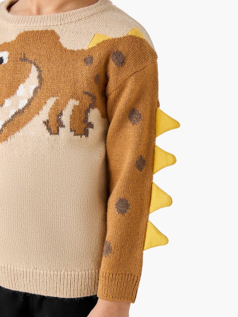 Dinosaur Graphic Pullover with Long Sleeves