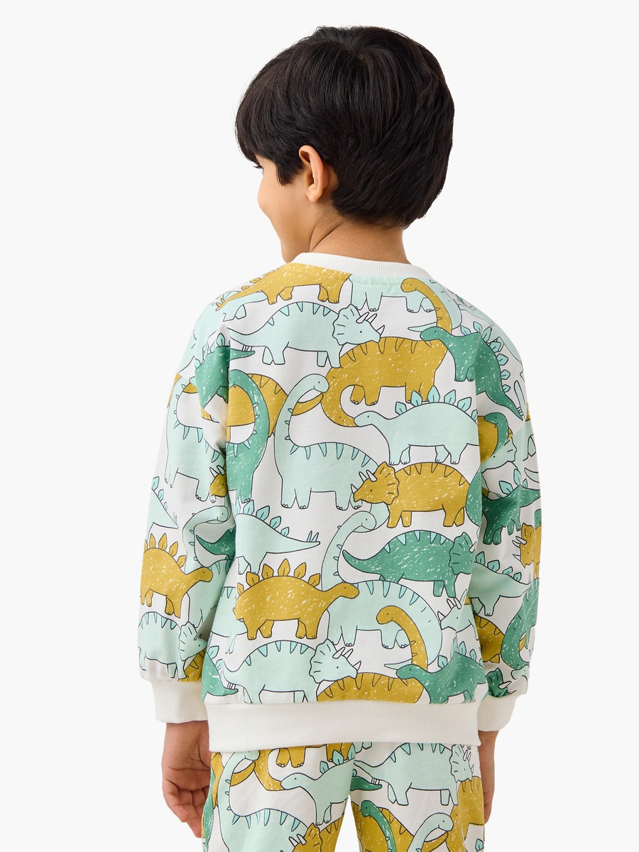Dinosaur Print Sweatshirt with Long Sleeves
