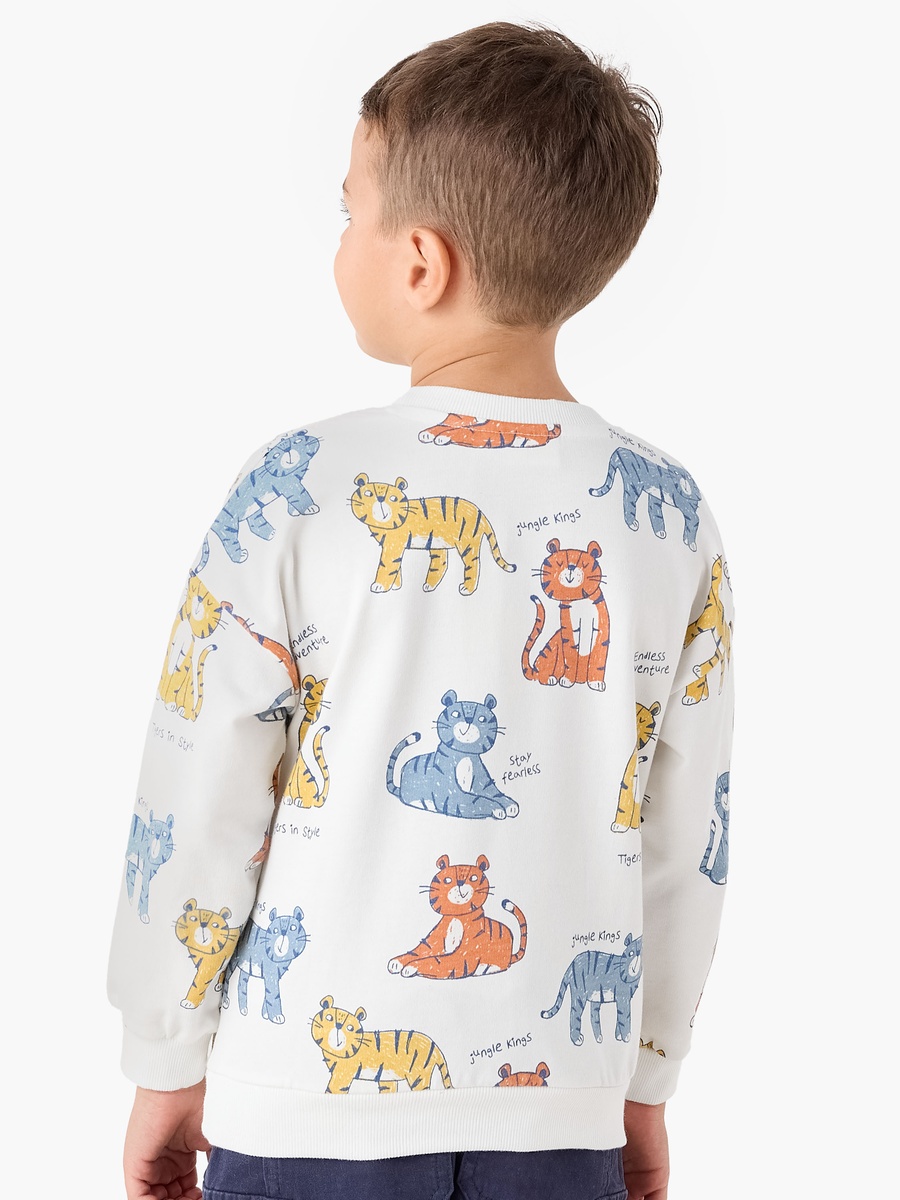 Tiger Print Sweatshirt with Long Sleeves