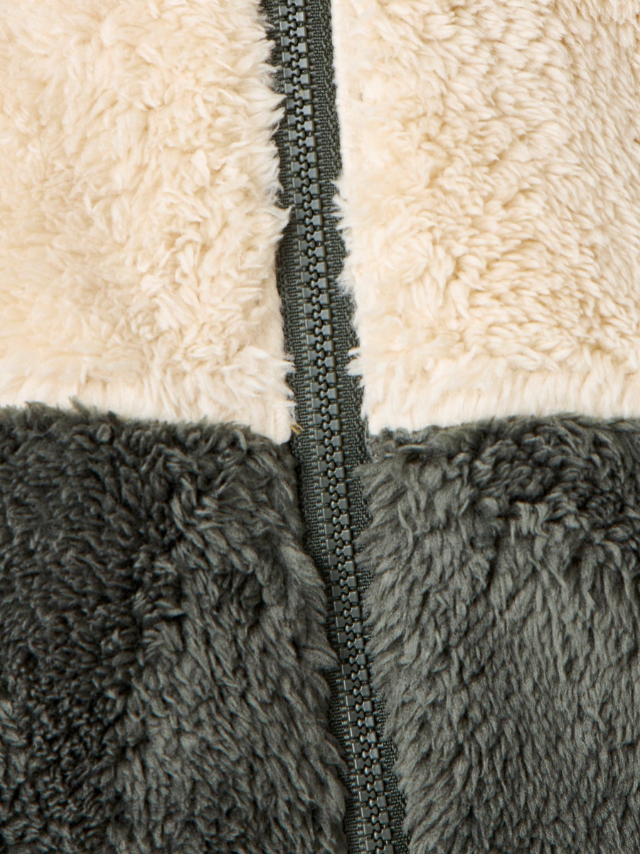 Colourblock Fleece Jacket with Zip Closure