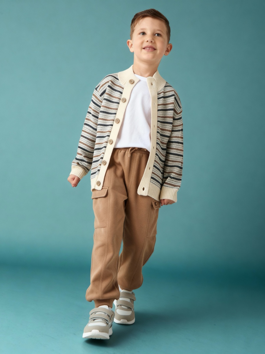 Striped Cardigan with Long Sleeves