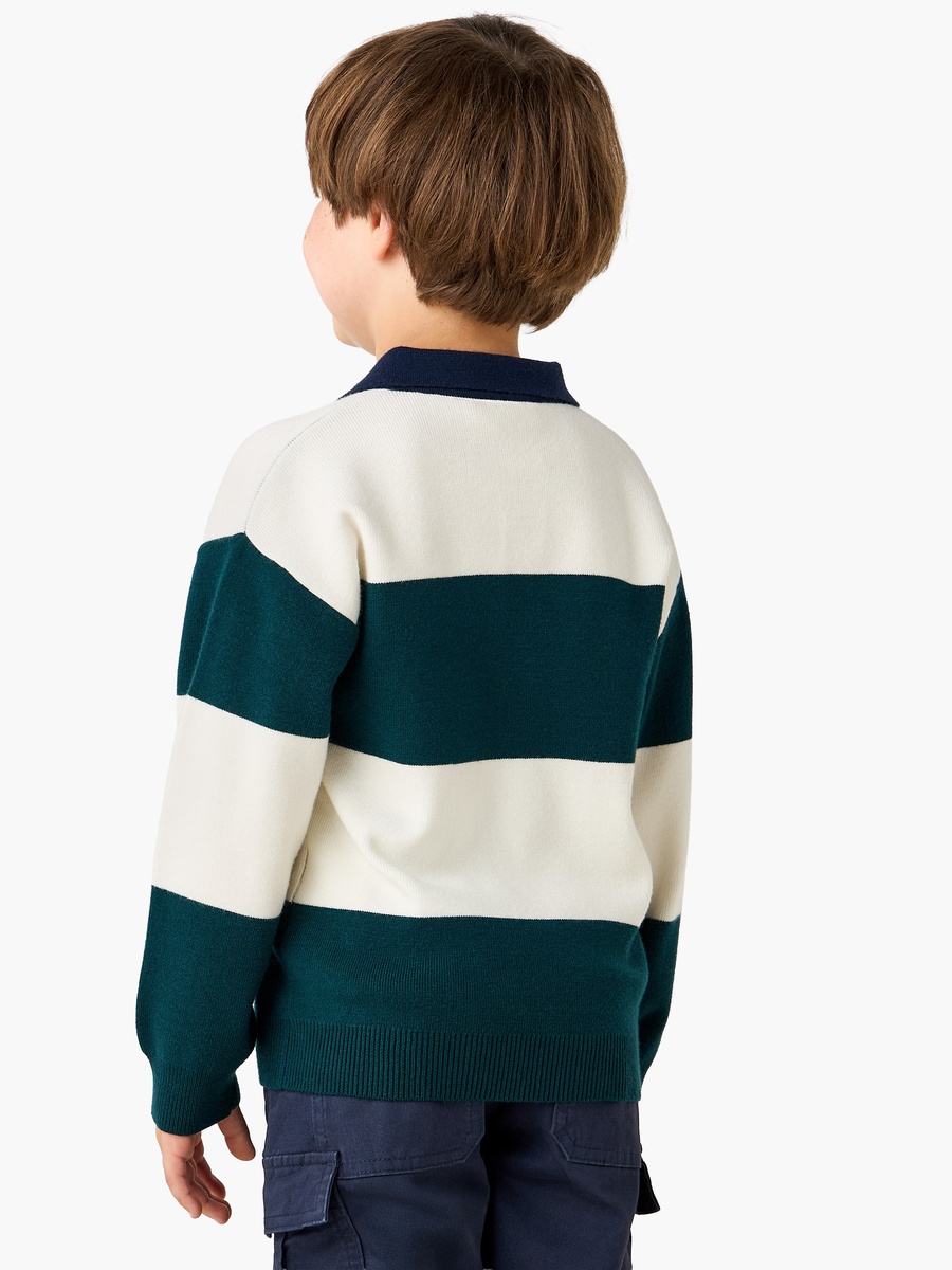 Colourblock Polo Sweater with Long Sleeves