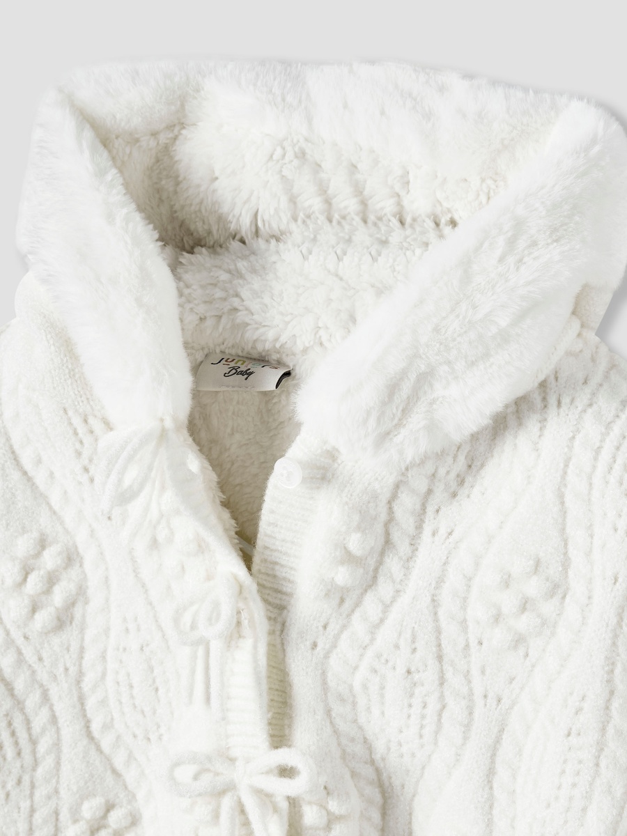 Textured Hooded Cardigan with Long Sleeves