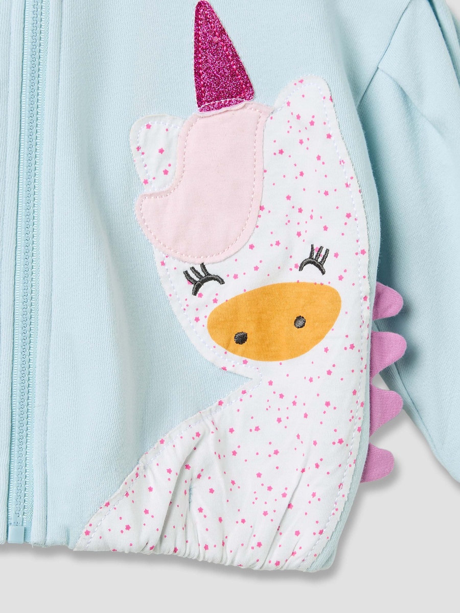 Unicorn Applique Hooded Sweatshirt with Long Sleeves