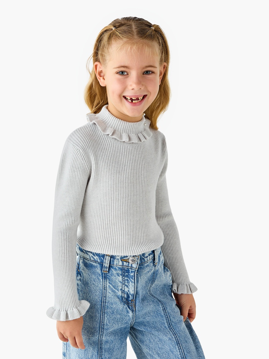 Ribbed High Neck Pullover with Long Sleeves