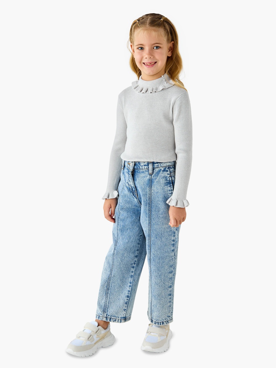 Ribbed High Neck Pullover with Long Sleeves