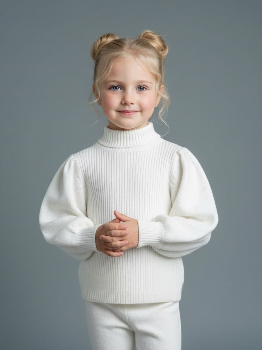 Ribbed Turtleneck Sweater with Long Sleeves
