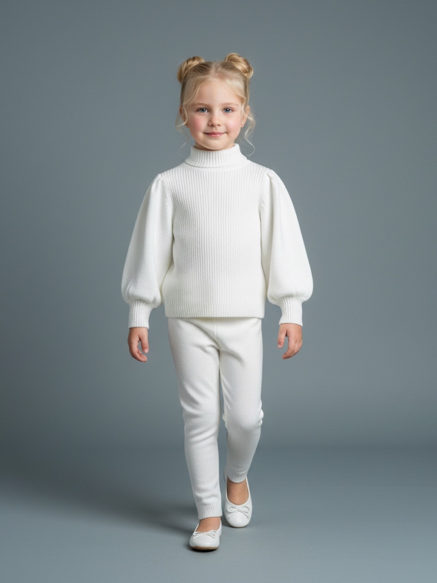 Ribbed Turtleneck Sweater with Long Sleeves