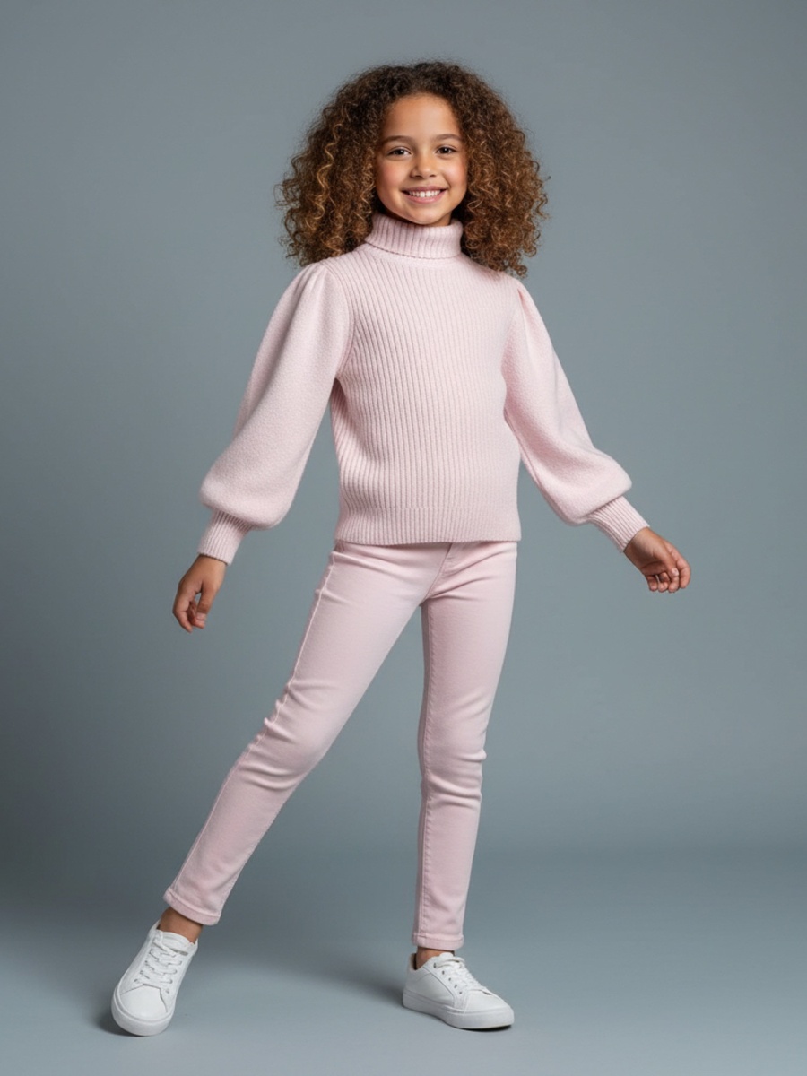 Ribbed Turtleneck Sweater with Long Sleeves
