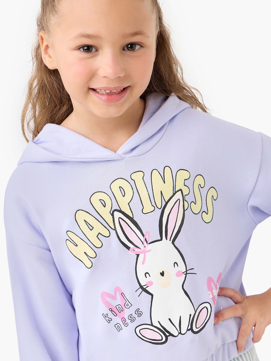 Bunny Print Pullover with Hood