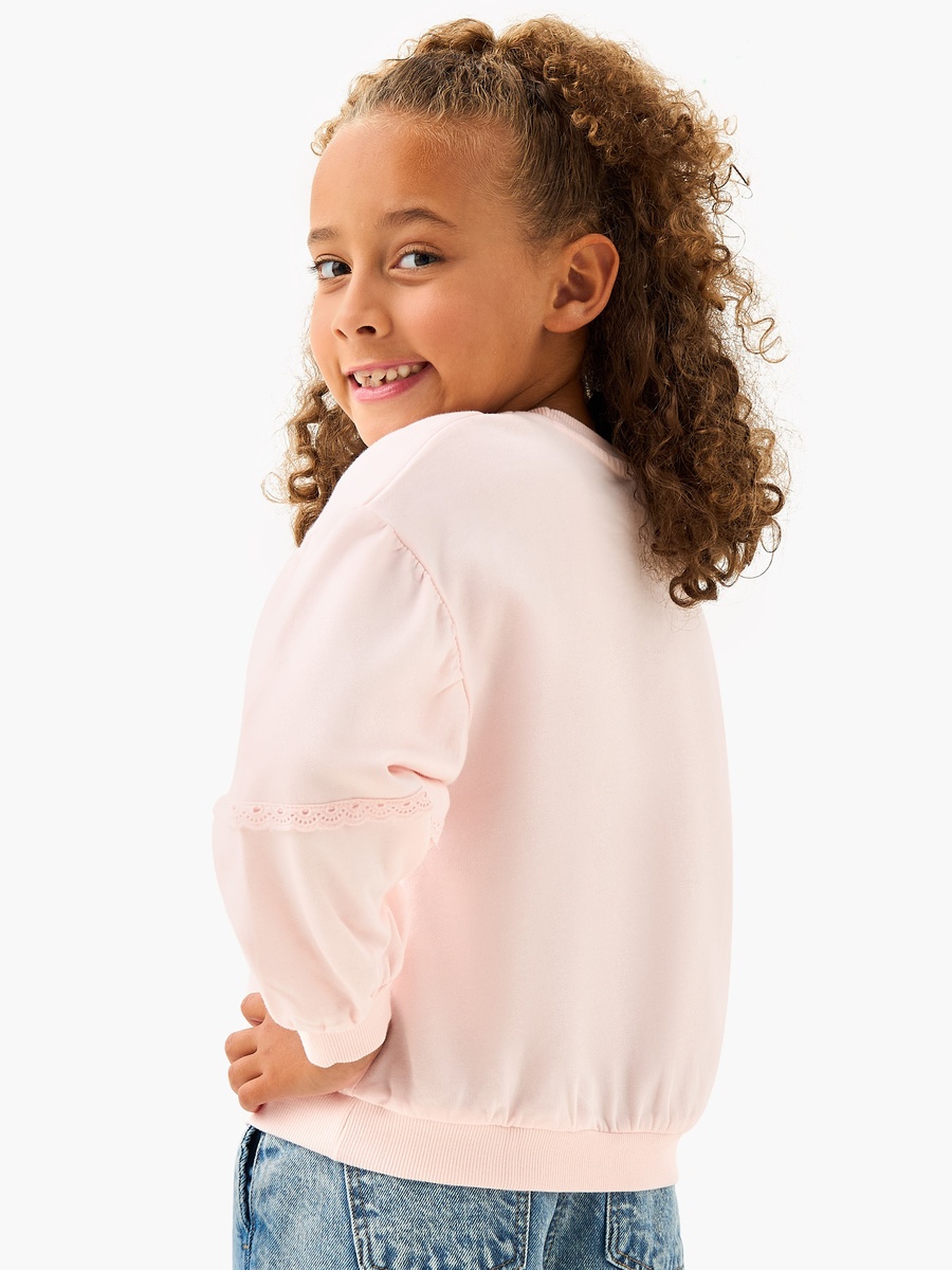 Crochet Applique Sweatshirt with Long Sleeves