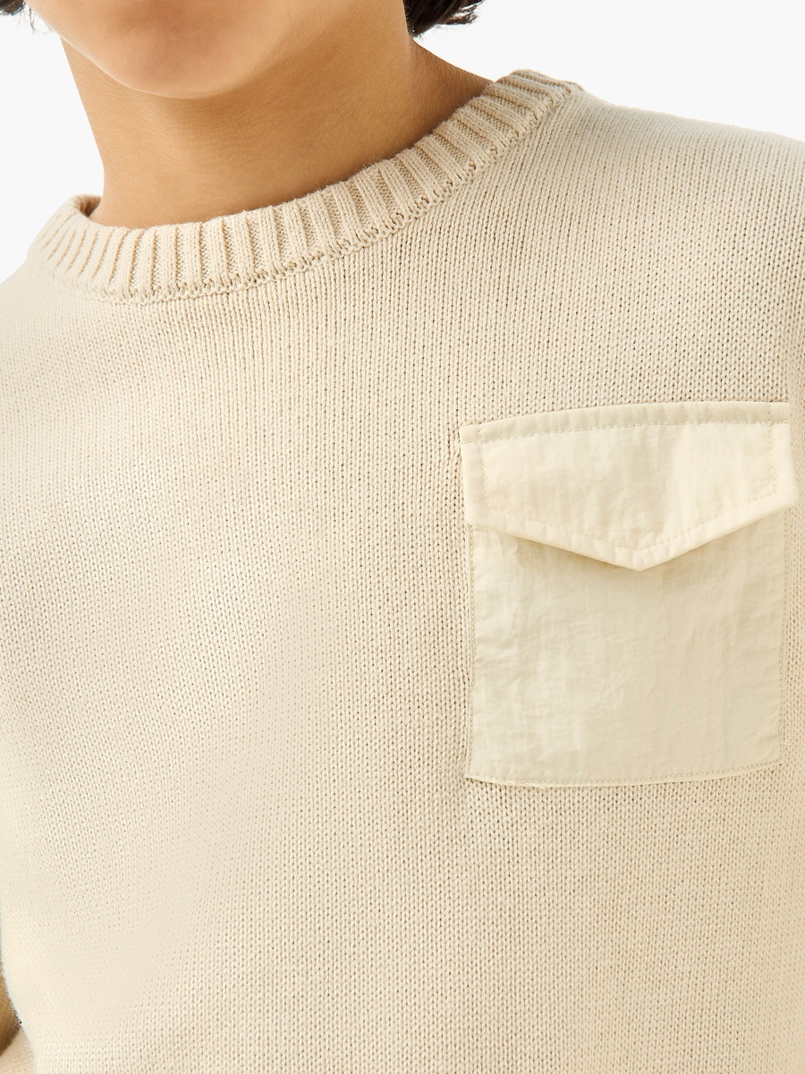 Textured Crew Neck Pullover with Long Sleeves