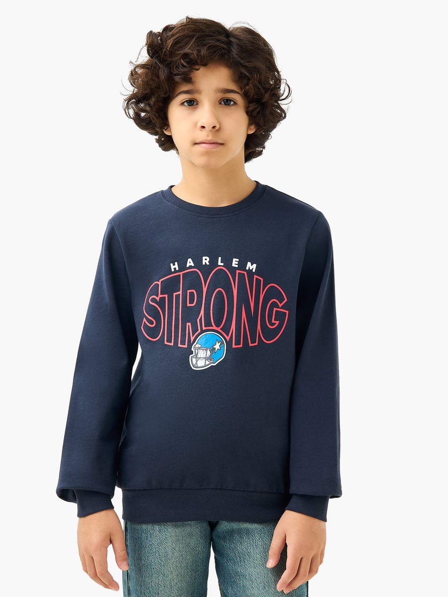 Typography Print Sweatshirt with Long Sleeves