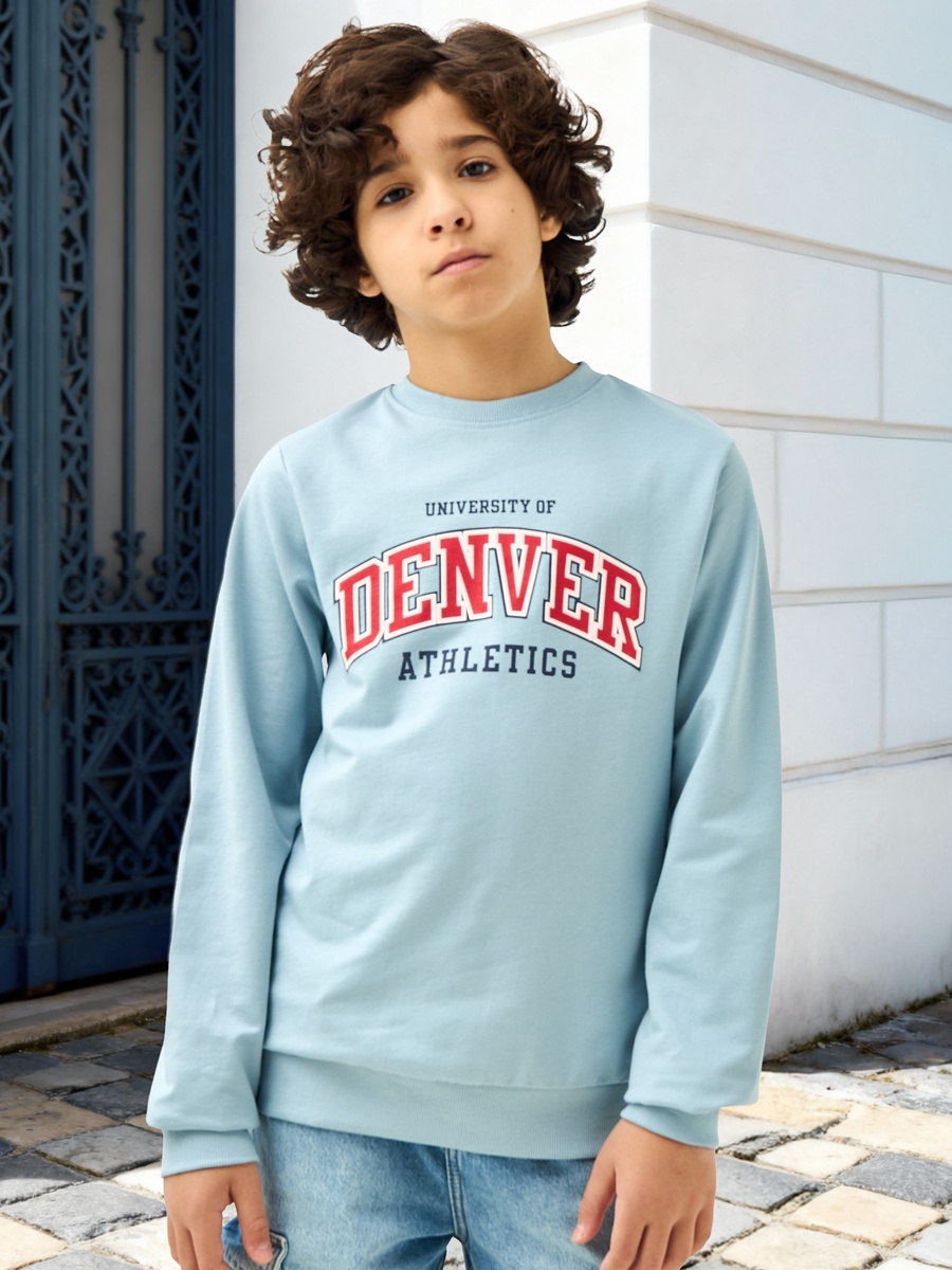 Varsity Print Sweatshirt with Long Sleeves