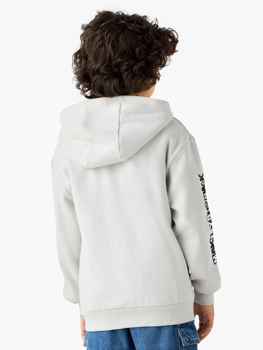 Slogan Print Hooded Sweatshirt with Long Sleeves