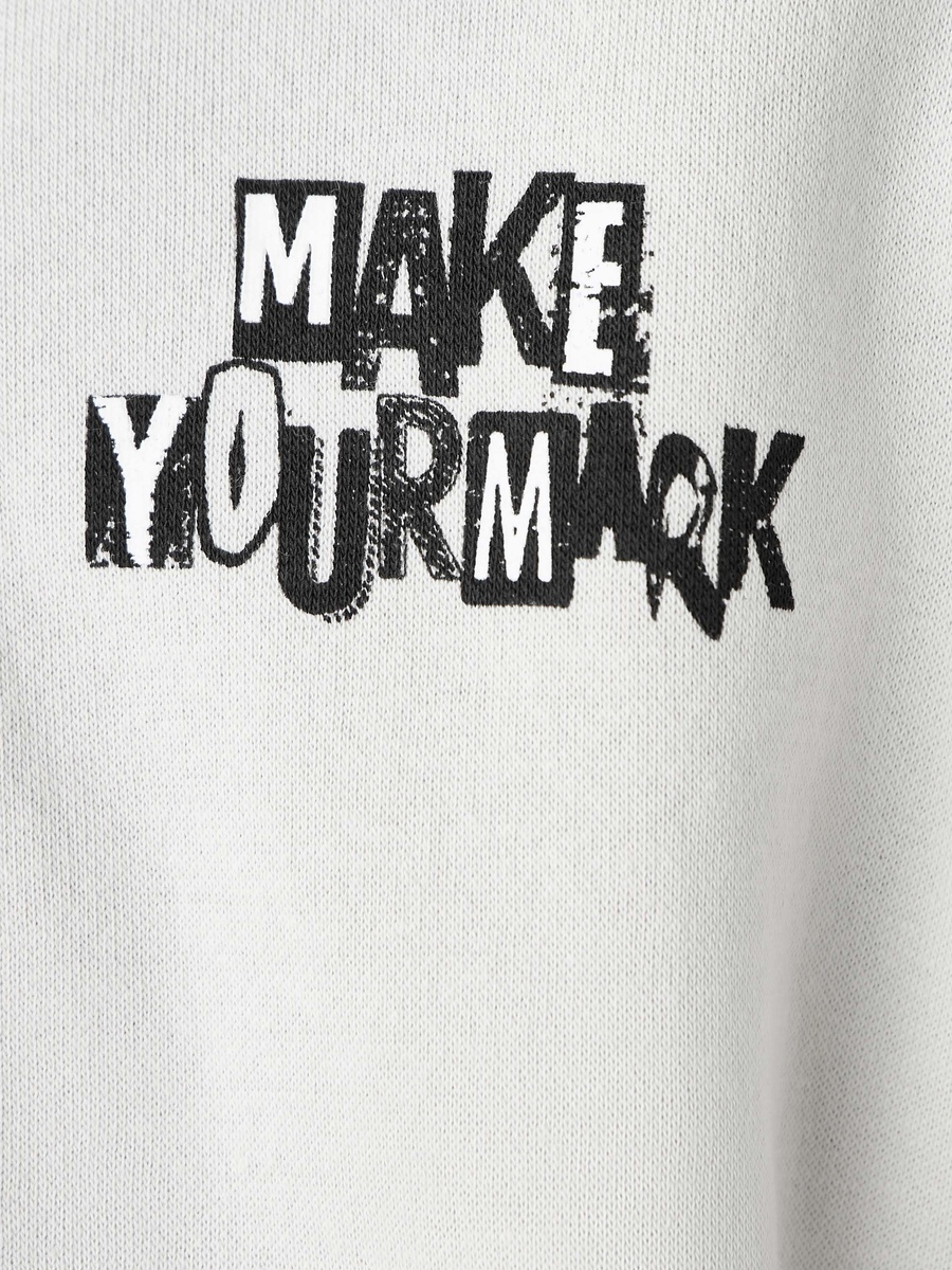 Slogan Print Hooded Sweatshirt with Long Sleeves
