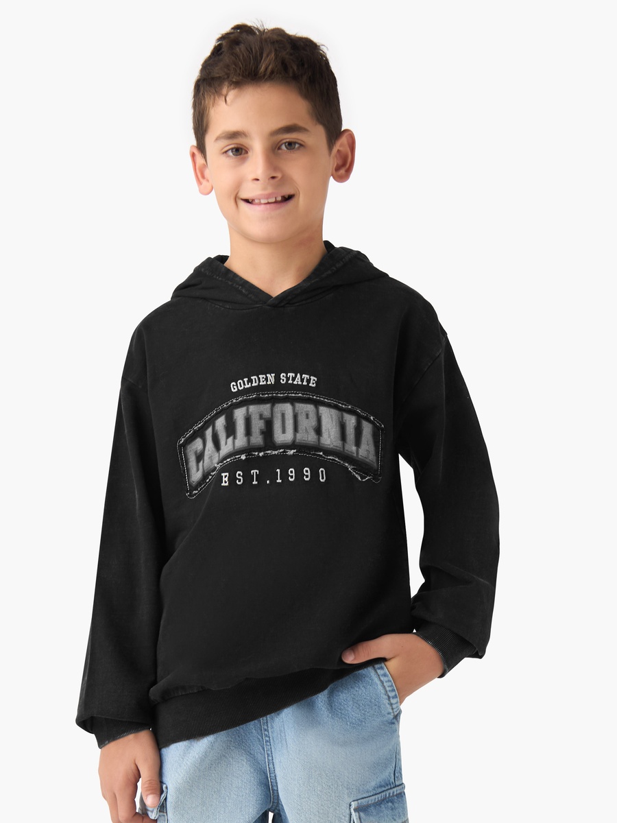 Printed Hooded Sweatshirt with Long Sleeves