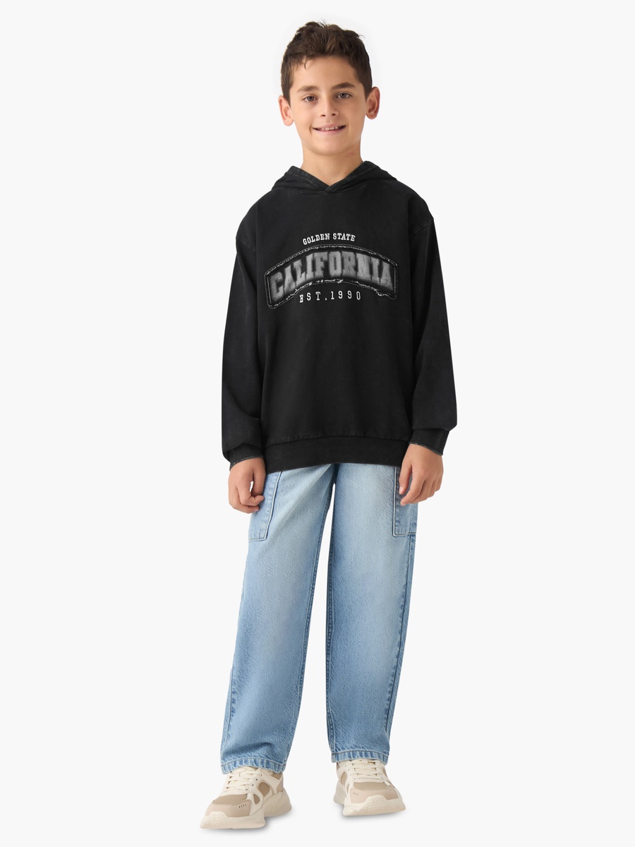 Printed Hooded Sweatshirt with Long Sleeves