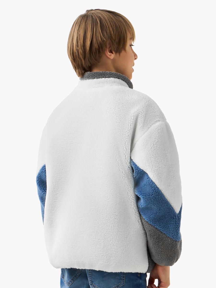 Panelled Zip Through Jacket with Kangaroo Pocket and Long Sleeves