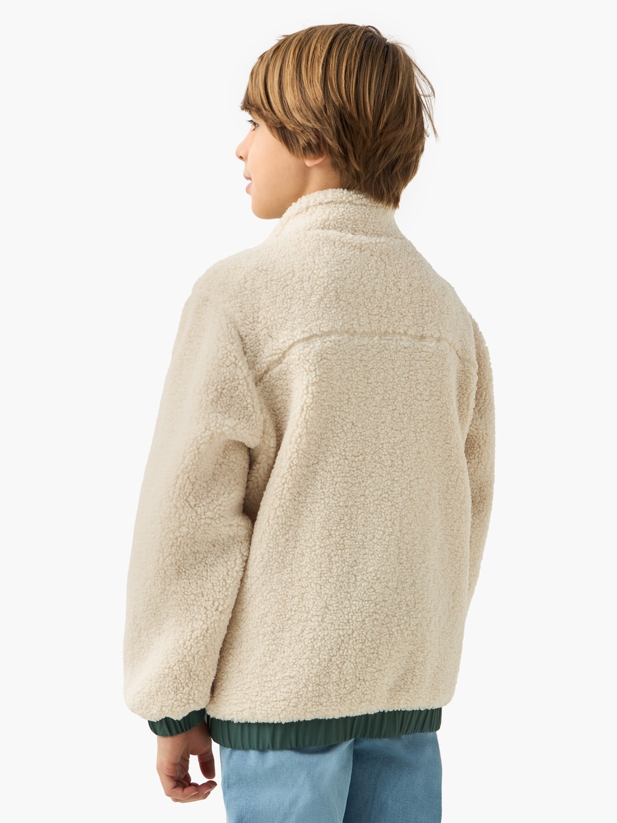 Plush Zip Through Jacket with Long Sleeves