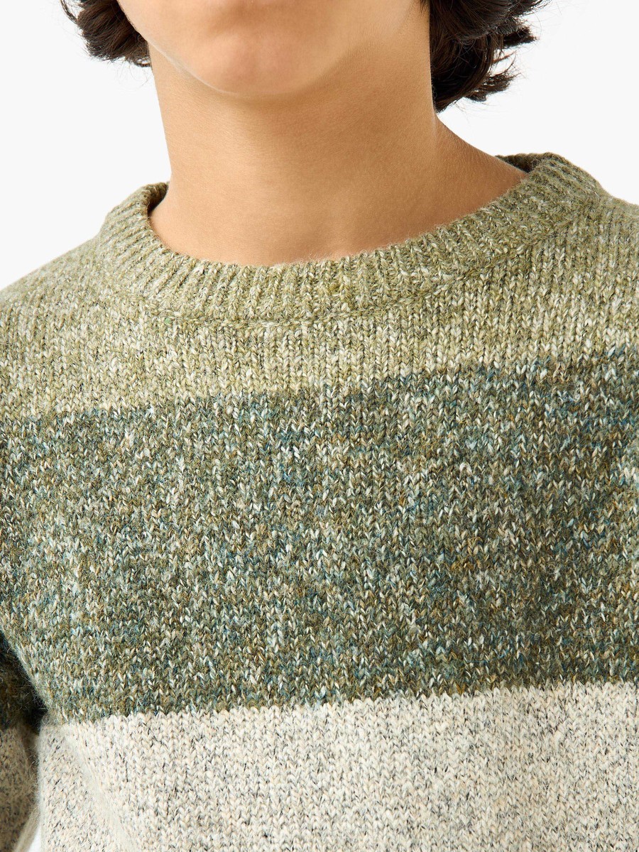 Juniors Striped Crew Neck Pullover with Long Sleeves