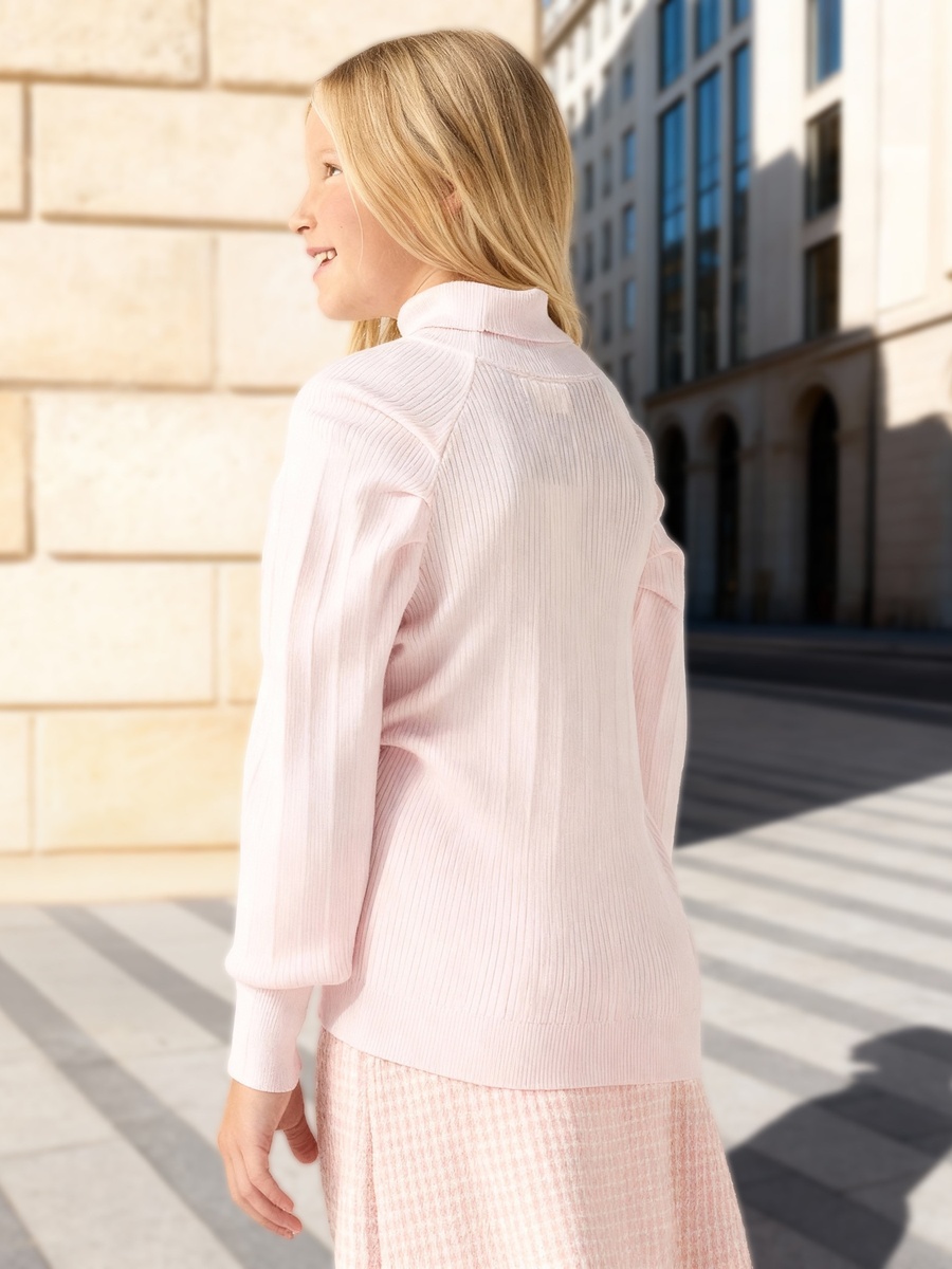 Textured Turtleneck Pullover with Long Sleeves