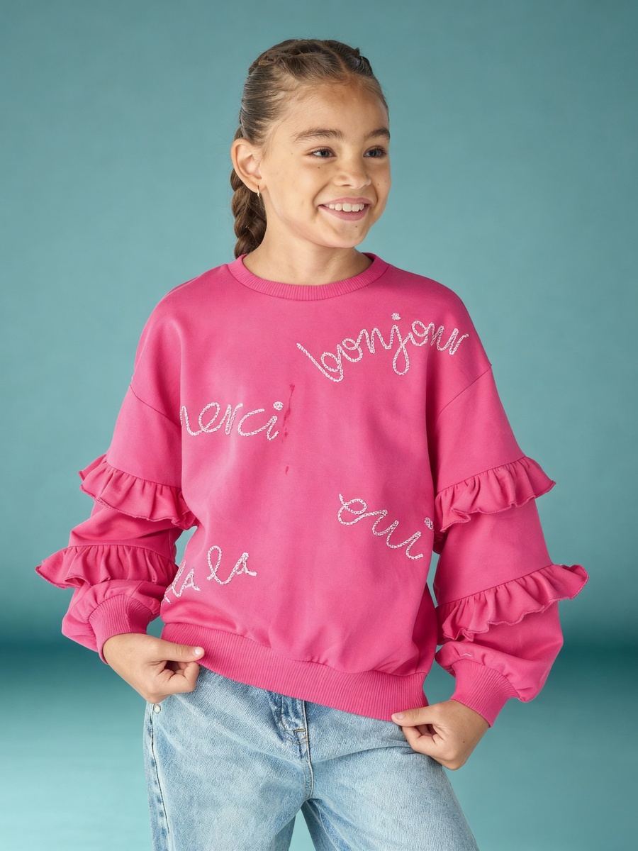 Applique Accent Sweatshirt with Long Sleeves