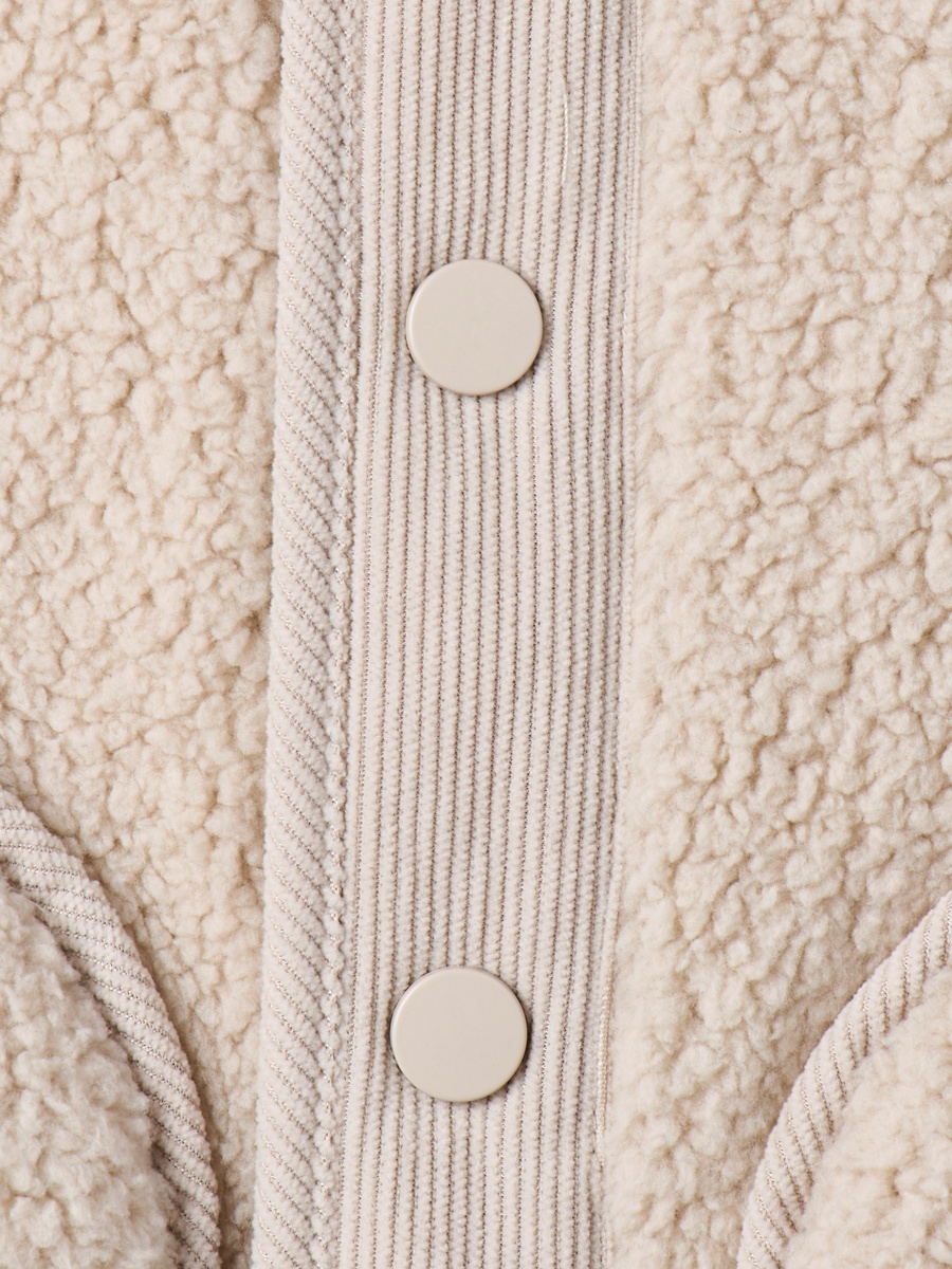Textured Button Through Hooded Jacket with Long Sleeves
