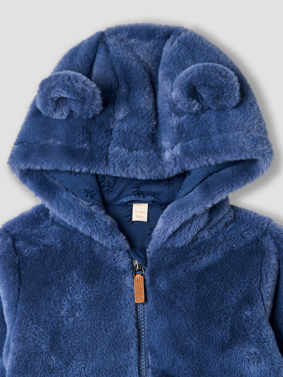 Textured Zip Through Hoodie with Kangaroo Pocket