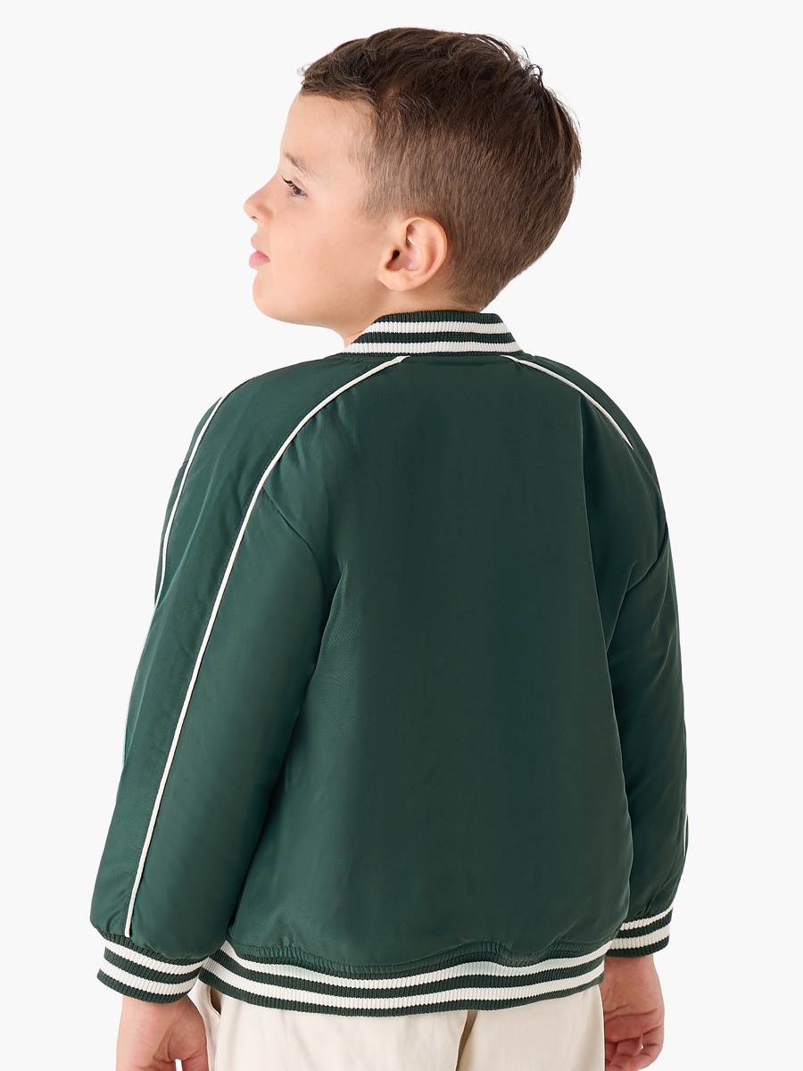 Teddy Applique Bomber Jacket with Button Closure