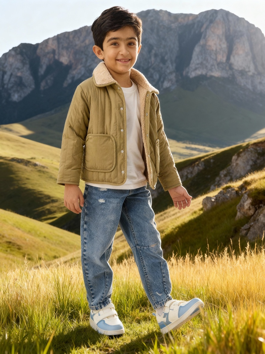Textured Heavy Jacket with Long Sleeves and Pockets