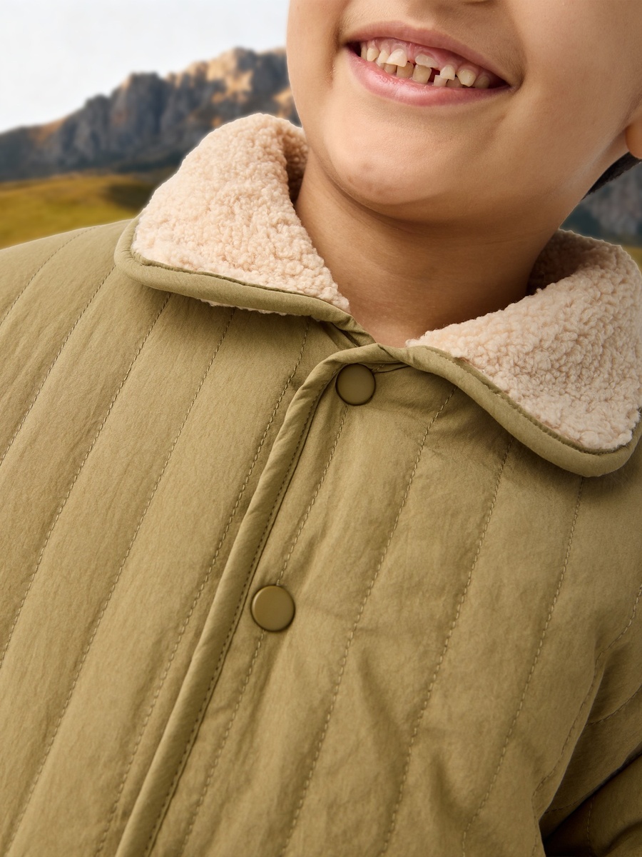 Textured Heavy Jacket with Long Sleeves and Pockets