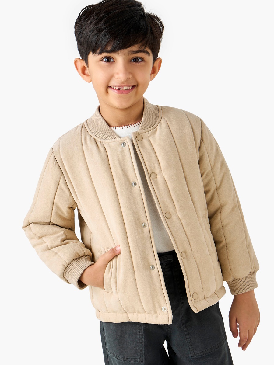 Quilted Bomber Jacket with Snap Button Closure