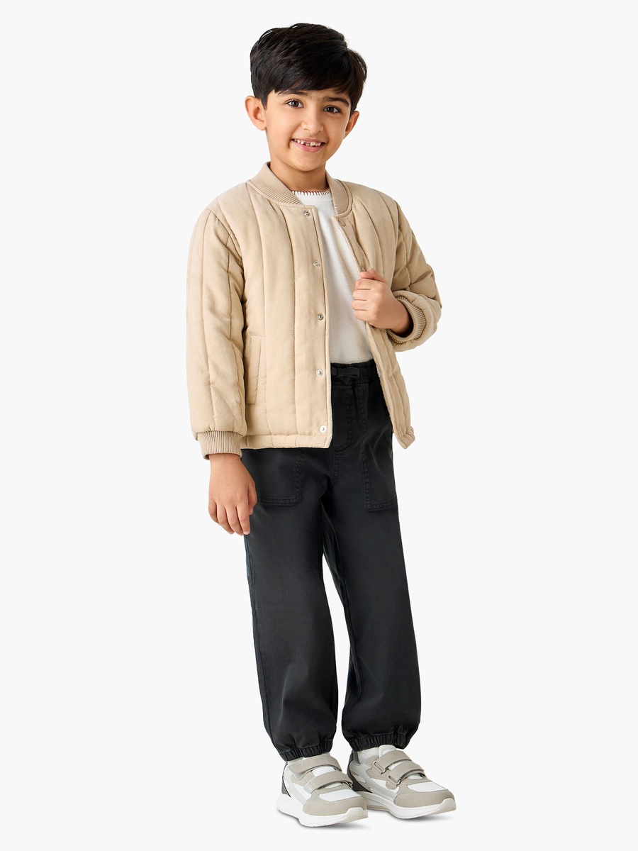 Quilted Bomber Jacket with Snap Button Closure