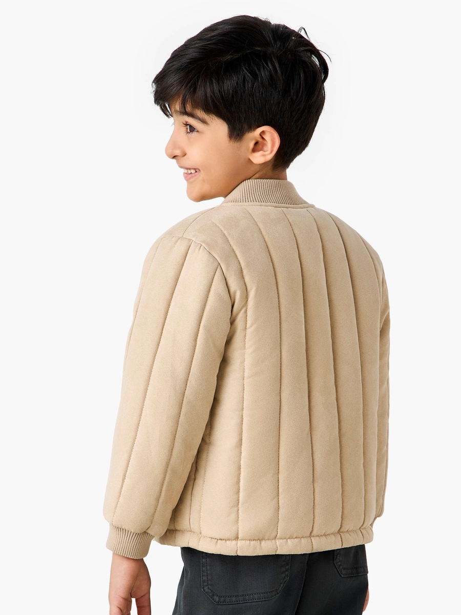 Quilted Bomber Jacket with Snap Button Closure