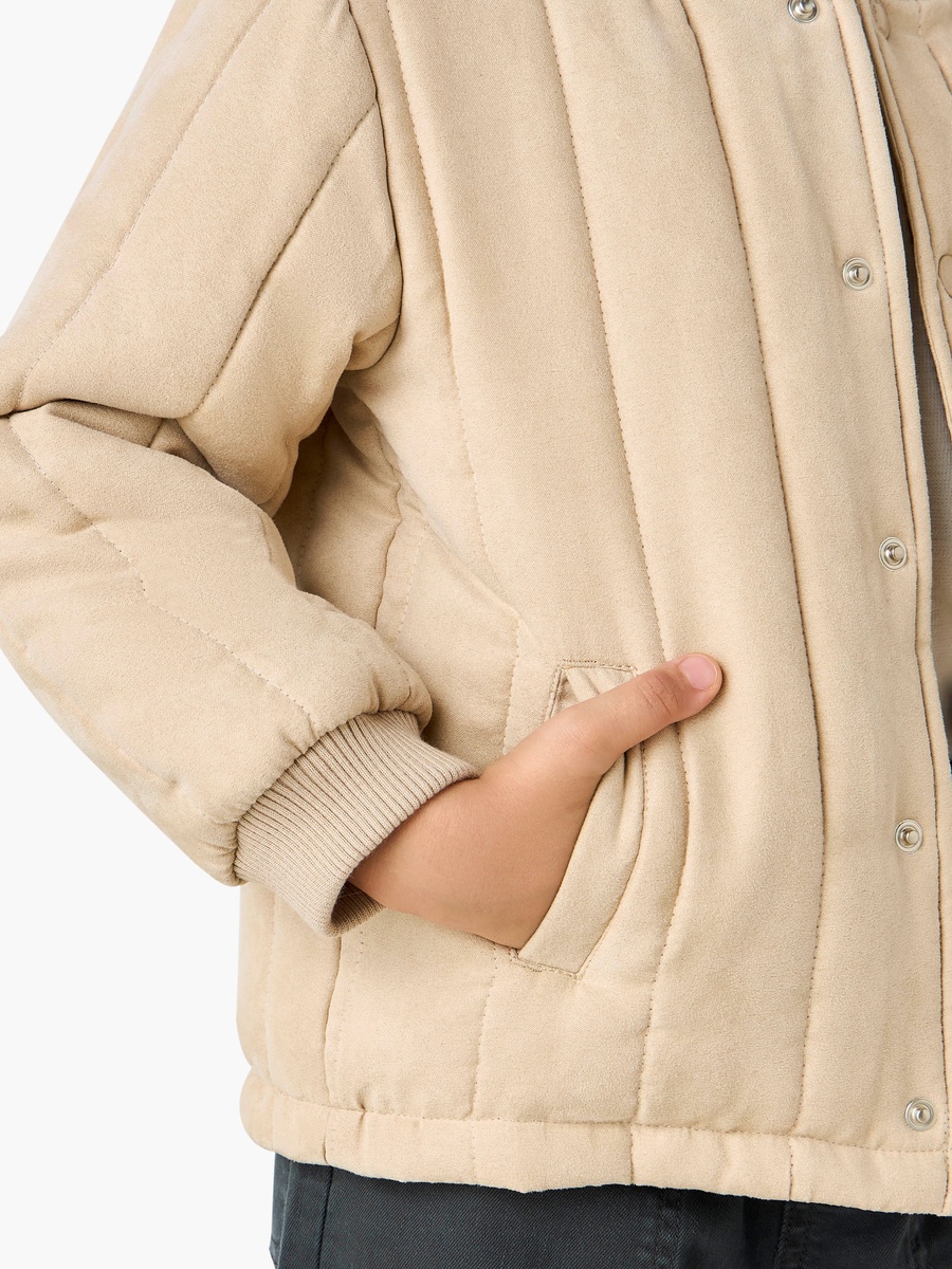 Quilted Bomber Jacket with Snap Button Closure