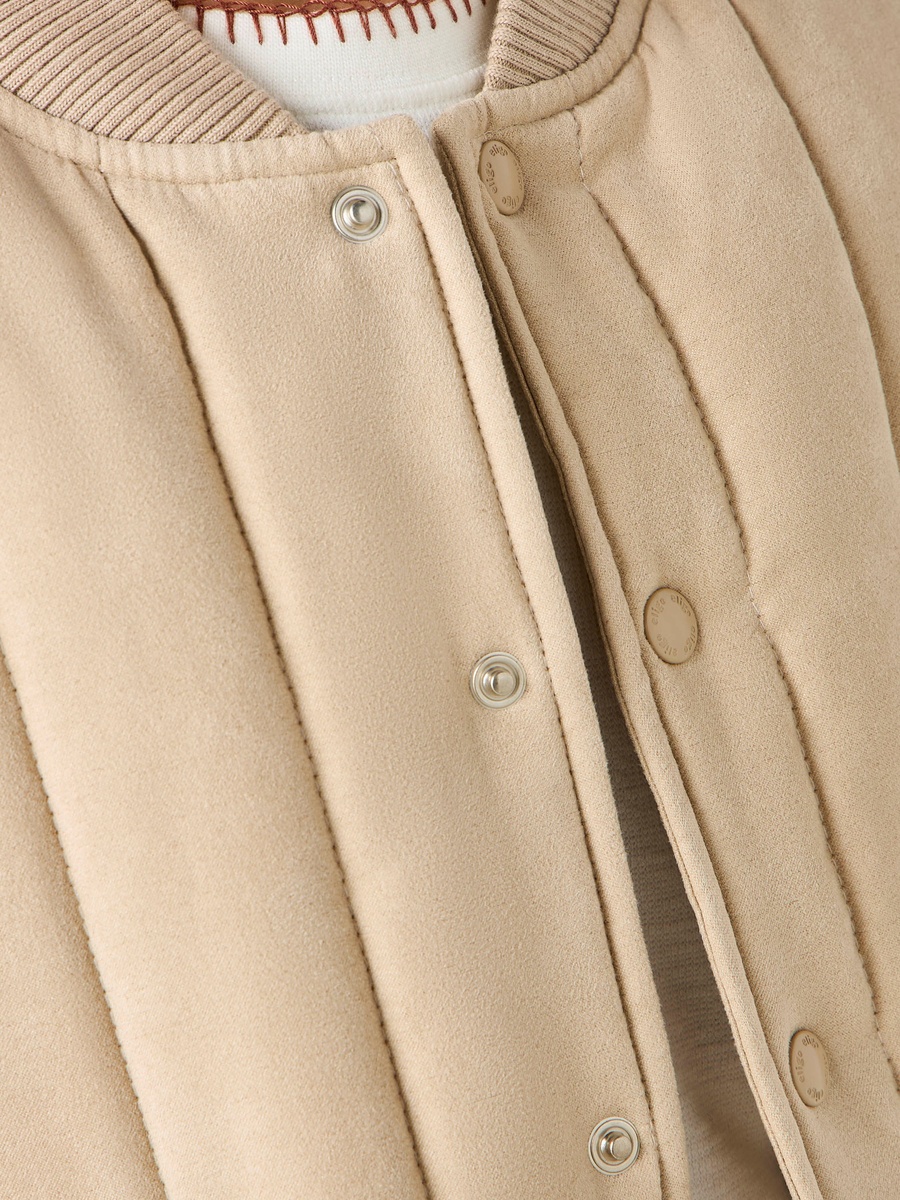 Quilted Bomber Jacket with Snap Button Closure