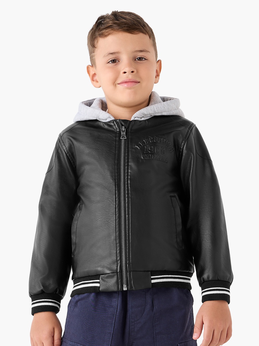 Contrast Hood Bomber Jacket with Zip Closure