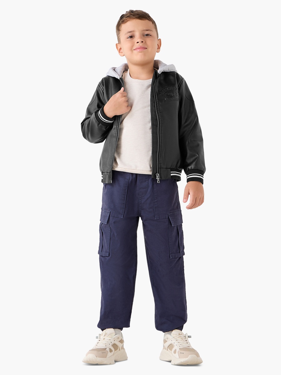 Contrast Hood Bomber Jacket with Zip Closure