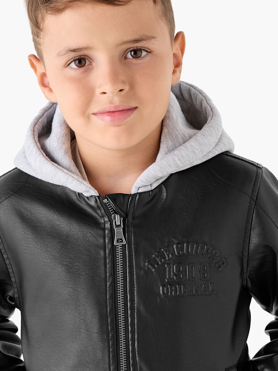 Contrast Hood Bomber Jacket with Zip Closure
