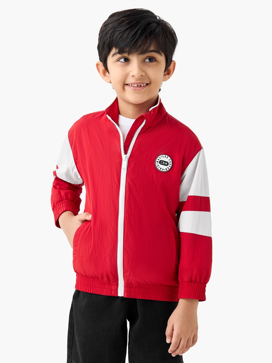 Panelled Zip Through Jacket with Long Sleeves