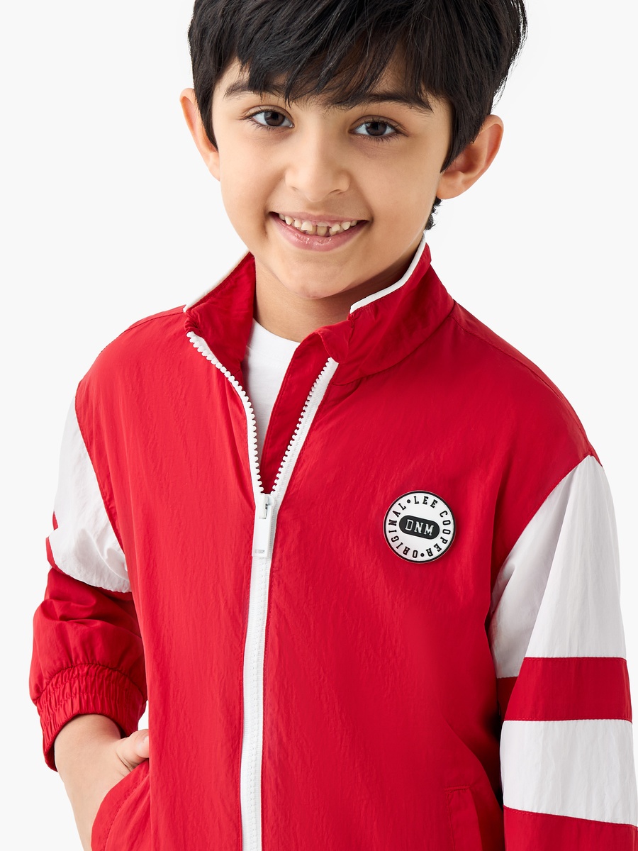 Panelled Zip Through Jacket with Long Sleeves
