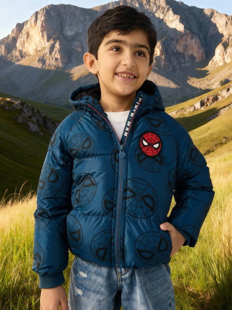 Spider-Man Print Hooded Jacket with Long Sleeves