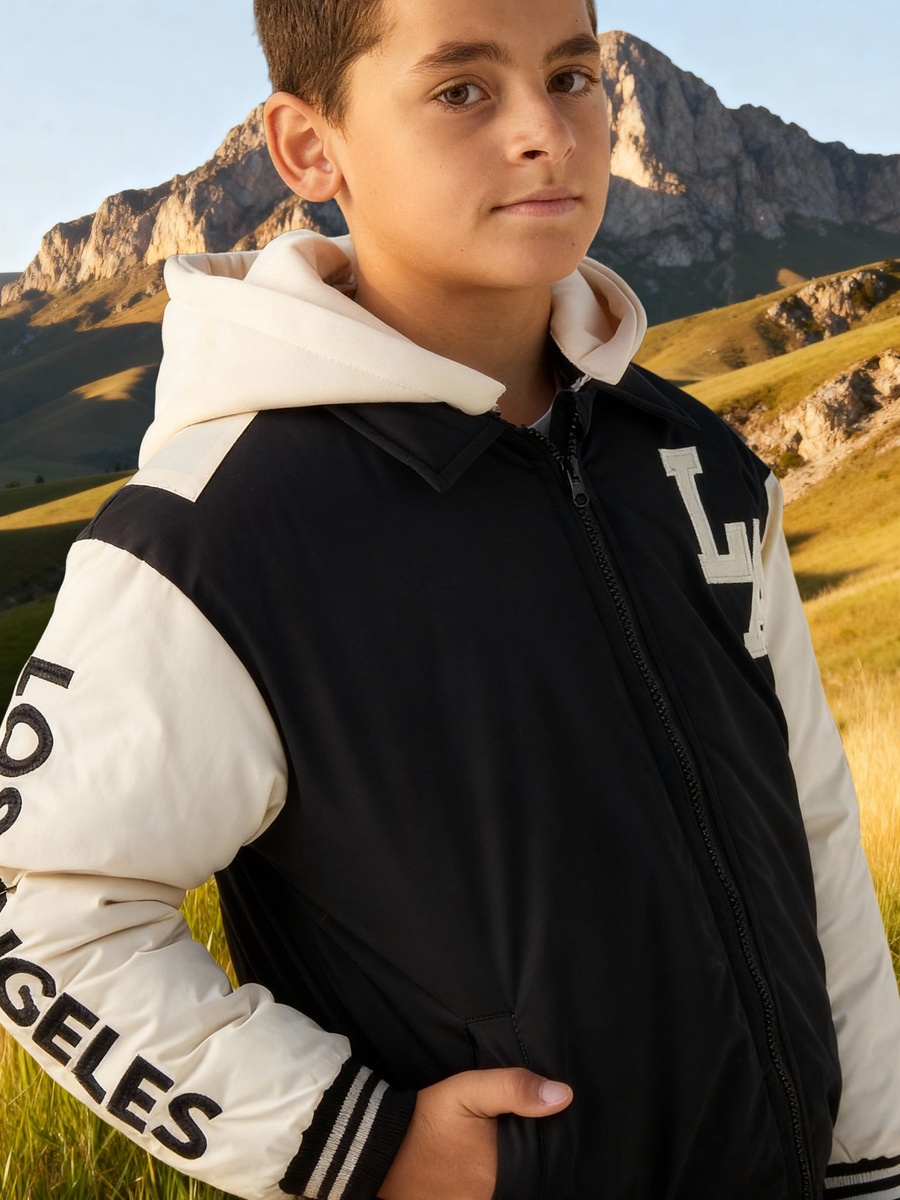 Zip Through Hooded Heavy Jacket with Long Sleeves