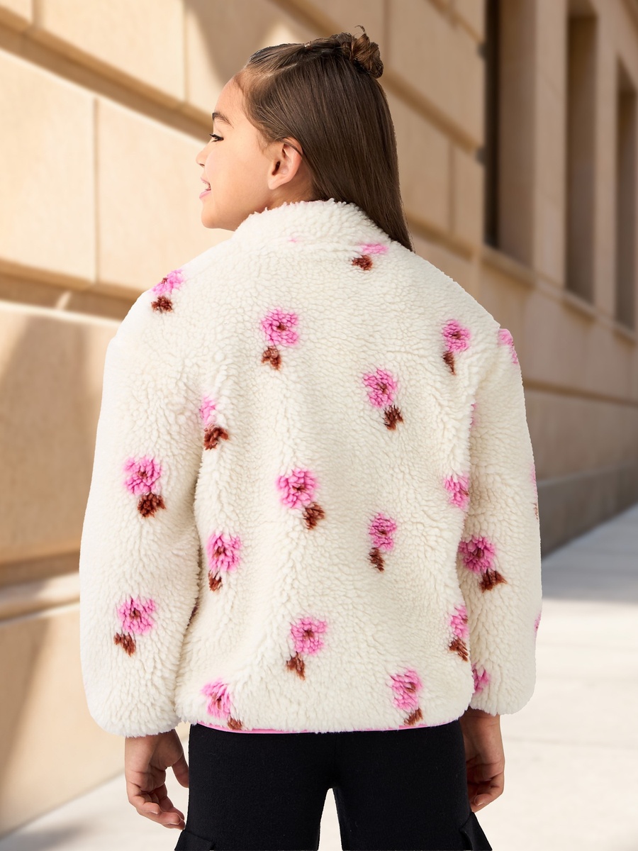 Floral Print Zip Through Jacket with Kangaroo Pocket