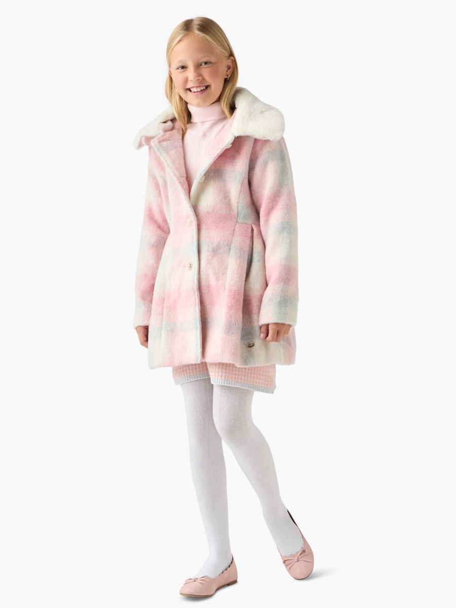 Checked Coat with Long Sleeves