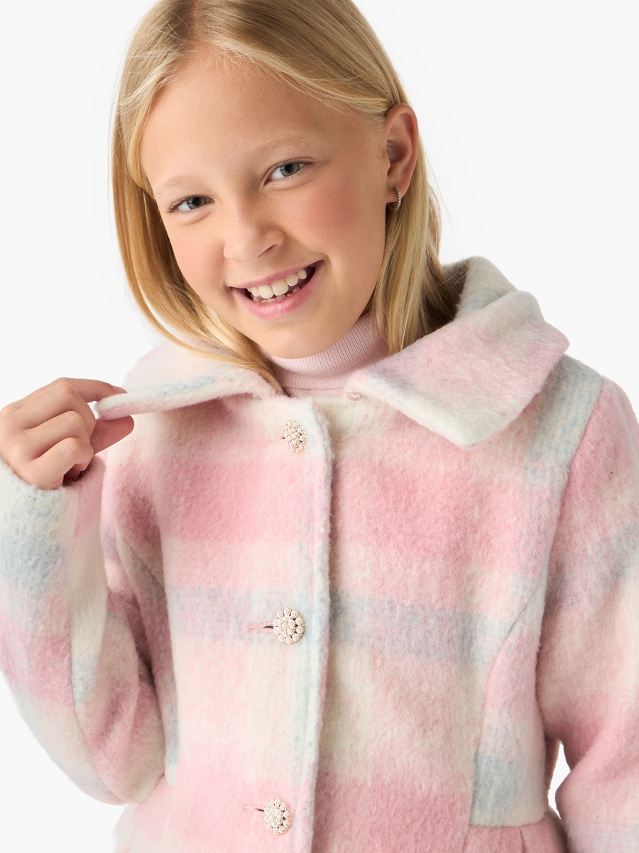 Checked Coat with Long Sleeves